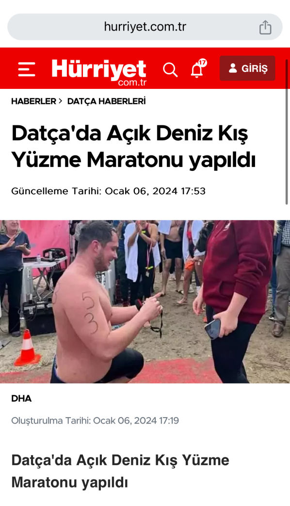 Uluslararası Datça Açık Deniz Kış Yüzme Maratonu Hürriyet Gazetesi