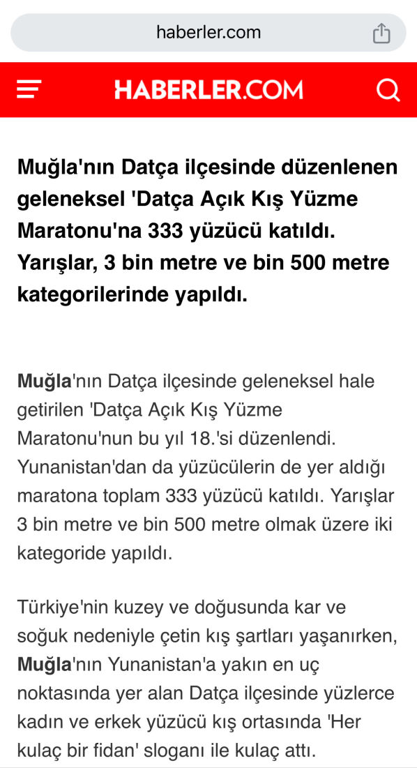 International Datça Open Water Winter Swimming Marathon HaberlerCom